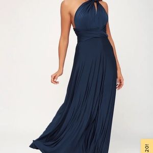 Lulu’s Always Stunning convertible maxi dress. Size M, Navy blue